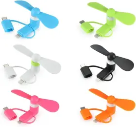 5691 A Plus Mini Cell Phone Fan 3-in-1 Mobile Fans Compatible With Colorful