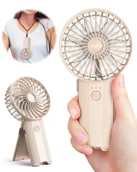 626-beige Aaolin Mini Portable Folding Handheld Fans Usb Rechargeable Personal Fan Neck Deskto