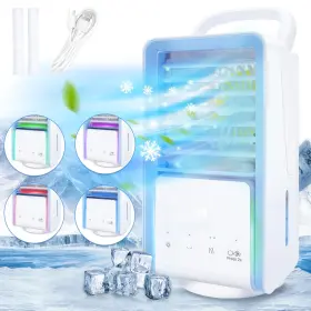 Abewoo 445039228255 Portable Air Conditioner Fan 3 Speeds 700ml Tank 7-color Light Oscillation
