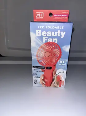Apbf23 Absolute Hot Led Foldable Beauty Fan Red Usb-c Rechargeable Adjustable