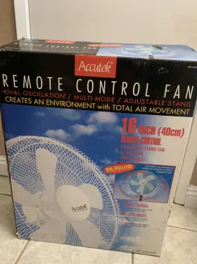 Arj-4601r Accutek Supreme 16 Inch Oval Oscillating Stand Pedestal Fan With Remote White New Box