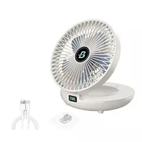 Adrinfly 705353514487 Portable Folding Shaking Head 7 Inch 4 Fan Speeds Wall In White With Long Bat