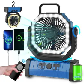 B0d4vkmjrl Adust 20000mah Camping Fan With Led Lantern Light - Battery Operated Portable