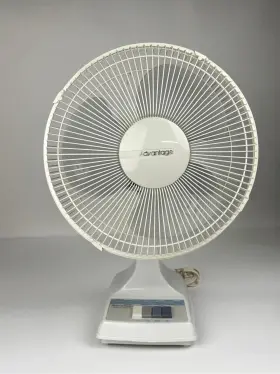 12c-185 Advantage Vintage 12 Inch Desk Fan 3 Speed Oscillating White Guard Metal