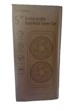 Af33s Aeroplus Rechargeable Dual- Head Tower Fan 350 Tilting Brand New In Box