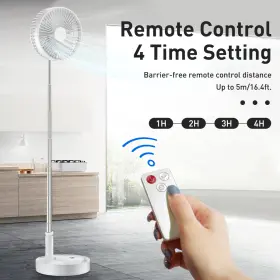 Aicase 679874276769 Foldaway Pedestal Desk Fan 7200mah 4 Speeds Air Circulator And Remote Control