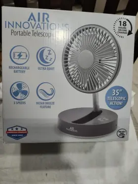 Ai-4000 Air Innovations Rechargeable White Telescopic 2-in-1 Table/floor Fan Fold Carry
