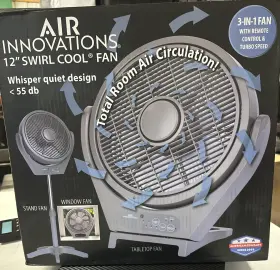 Ai-4800 Air Innovations 12 Inch 3-in-1 Swirl Cool Stand Fan With Remote New 25f