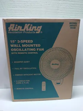 2ekz7 Air King 9046 Wall Mount Fan 16 Inch Blade 3 Speed With Remote White New