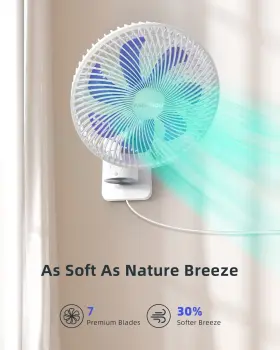 Airbition 798623426023 8 Inch Small Wall Mount Fan With Remote Control 90 Oscillating 4 Speeds Timer #2