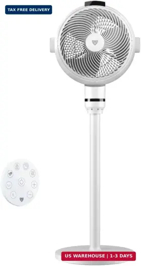 Airdog 192556000730 Sf3 Smart Pedestal Fan Air Circulator With Temperature Sensor Remote/touc