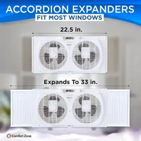 Cz319wt2 Airflow Twin Window Fan With Quiet Setting Reversible Control 9 Inch 3-speeds #3