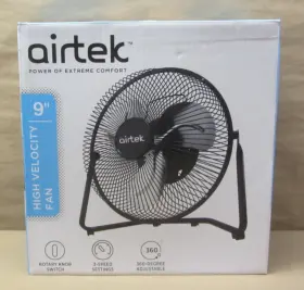 Atf12 Airtek 9 Inch Electric Desk Fan 3-speed With Metal Blades And Safety Grilles. Black