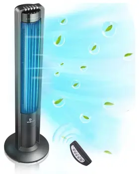 Airvention 897088500494 115 Oscillating Modern Tower Fan For Bedroom 43ftft Standing With Remote