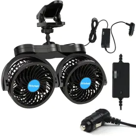 Al-nu1 Alagoo 12v Car Fan Adjustable 4 Inches Dual Head Clip For Front/rear Seat P