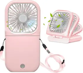 Fs001 Allxin Portable Neck Fan Mini Quiet Handheld Personal Foldable Usb Pink