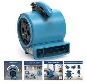 Ge1000at Alorair 1000 Cfm 1/5 Hp Air Mover Carpet Dryer Blower Floor Fan - Blue