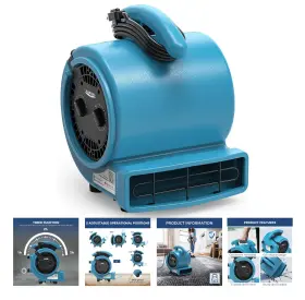 Ge1000t Alorair 1000 Cfm 1/5 Hp Air Mover Carpet Dryer Blower Floor Fan - Blue