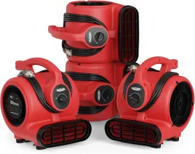Gf600a-red Alorair 4 Packs 600 Cfm 3 Speed Air Mover Carpet Dryer Floor Fan Blower Red