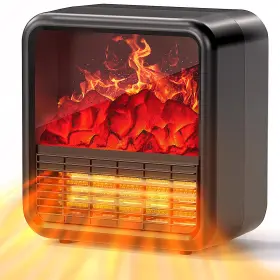 Tfp-15a Alpaca Small Portable Space Heater For Indoor Use With Realistic 3d Flame Mini Elec