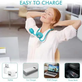 Amacool 769891562096 Neck Fan Battery Operated Neckband Hand-free Wearable Personal For Ho #3