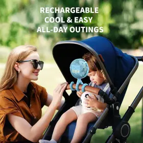 Amacool-d37-blue Amacool Baby Stroller Fan 20h Work Time Battery Powered Clip On Tripod - Blue
