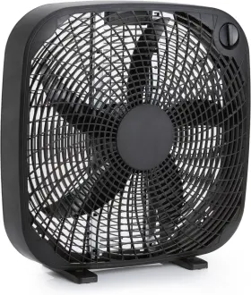 Amazon 840095875677 Basics 20-inch Box Fan 3 Speeds 5 Blades Lightweight Design Black