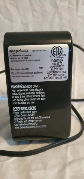 1722d Amazonbasics Amazon Basics Fan Heater