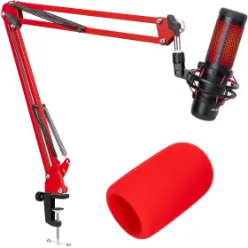 Amazonbasics 726084251397 Hyperx Quadcast Boom Arm With Red Pop Filter And Noise Reduction Accessory