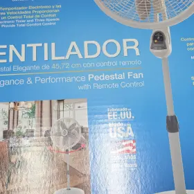 776779 Americaire Pedestal Fan Remote Control 45.72cm 7 Speeds - White
