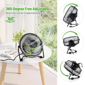 Amken 735626321597 Small Desk Fan 4 Inch Usb Powered By 360 Rotation Fans For Bedroom #3