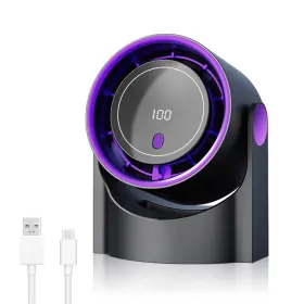Aocojar 745028417767 Desk Fan Rechargeable Portable With 90 Rotate Head Led Digital Power