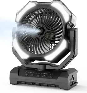 F038 Aopircs Misting Fan - Portable Rechargeable With 250ml Tank Light Hook Battery