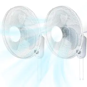 Aottop 739804778340 16inch White Wall Mount Fan With Pull Chain Knob Control 2pack 3 Speedsoscillati