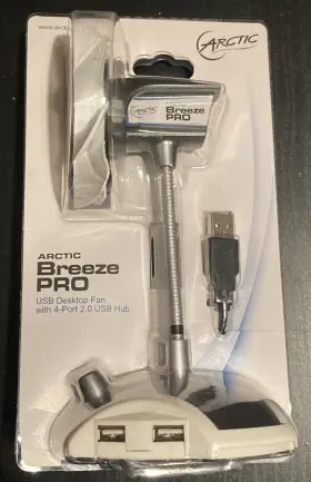 Abaco-bzp01-01000 Arctic Breeze Pro - Usb Desktop Fan With 4 Port 2.0 Hub New In Package Rare