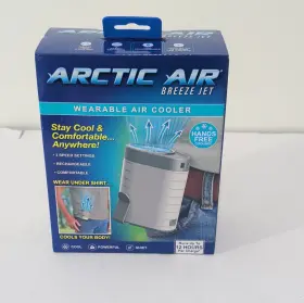 24097 Arctic Air Breeze Jet Wearable Cooler Usb Rechargeable 3 Speeds Gray