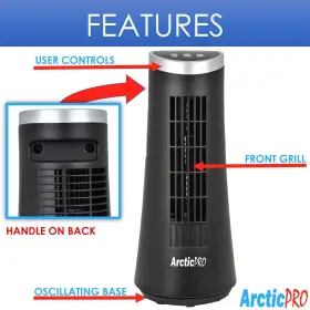 2-spee Arctic-pro 815691021599 Mini Desk Oscillating Tower Fan By Slim And Compact Size #2