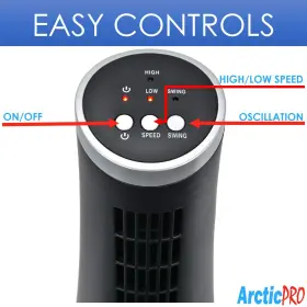 2-spee Arctic-pro 815691021599 Mini Desk Oscillating Tower Fan By Slim And Compact Size #3