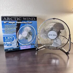 Ch-v9 Arctic Wind Vtg Durable Steel High Velocity 9 Inch Fan Chrome Plated 3 Speed 60w New