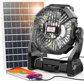 B0drtlgw5k Art In Real 20000mah Solar Fan With Led Lantern 10w Panel Rechargeable Battery Powere