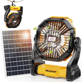 Solar-04 Art In Real 10400mah Solar Fan Camping With 7w Panel/led Lantern Yellow