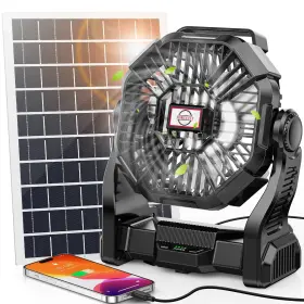 X23-10400 Art In Real 30000mah Solar Fan With Led Lantern 10w Panel Portable Camping Supply