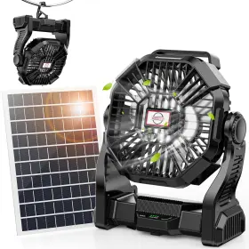 X23tyn Art In Real 10400mah Solar Fan Camping With 7w Panel/led Lantern Rechargeable Batte