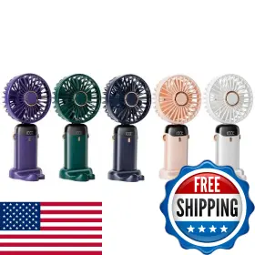 B0g1xr95s8 Aucoofany 5 Pcs Portable Handheld Fan 12h 3200mah Mini With Stand 90 Foldab
