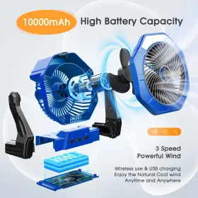 Ausic 719600364398 Misting Fan Portable Outdoor For Patio Rechargeable With Light And 250 #3