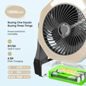 Ausic 739319028183 Portable Misting Fan 10000mah Usb Rechargeable Battery Powered With Mist #2