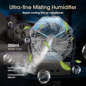 Ausic 739319028183 Portable Misting Fan 10000mah Usb Rechargeable Battery Powered With Mist #3