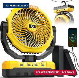 Avavo 803173431448 Rechargeable Fan With 2pcs Detachable Battery - 48000mah 127h Working Camping F