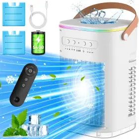Balko 755139182652 Small Air Conditioner 5400mah Built-in Battery Evaporative Cooler 2 Ice