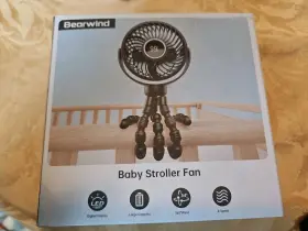 S15a Bearwind Mini Portable Stroller Fan For Travel 360 Rotation 4-speed Led Night Light Clip
